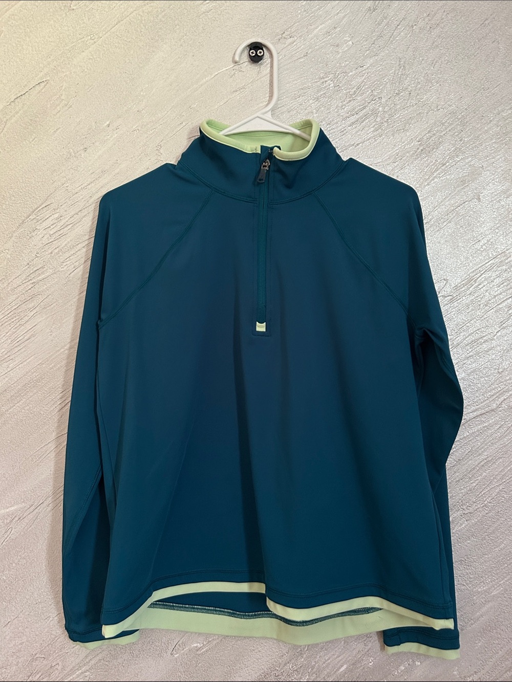 Teal and Yellow Quarter-Zip Pullover